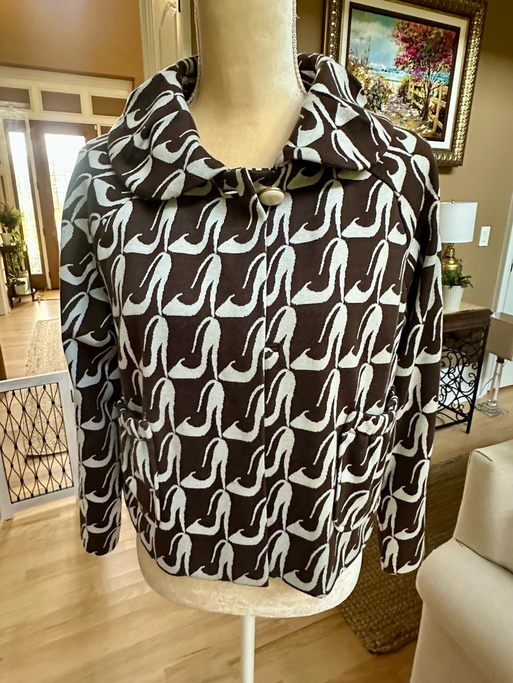 Lilly Pulitzer Brown and Cream Patterned Women's Jacket